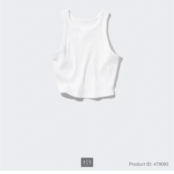 Uniqlo White/Black High Neck Ribbed Tank Top - Picture 2 of 4